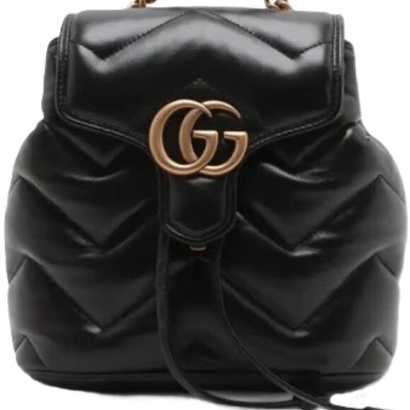 NWOT Gucci Chevron Leather GG Marmont Backpack Shoulder Bag Top Chain Handle - Picture 1 of 12